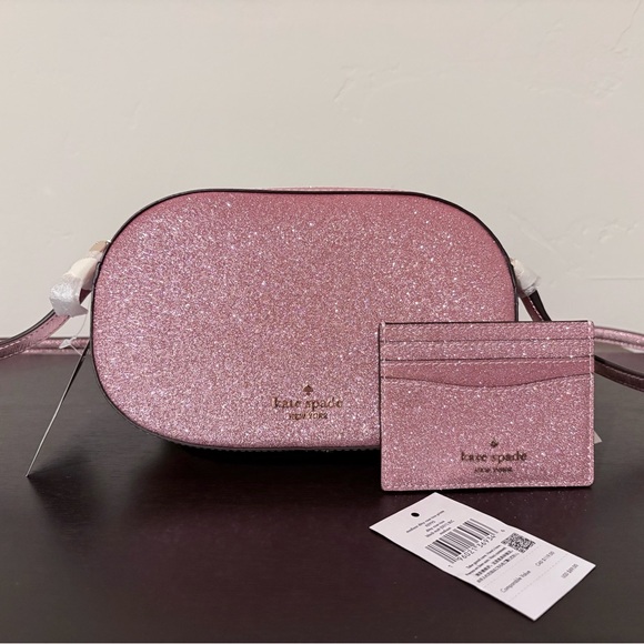 kate spade Handbags - Kate Spade Glitter Pink Crossbody and Slim Card Case